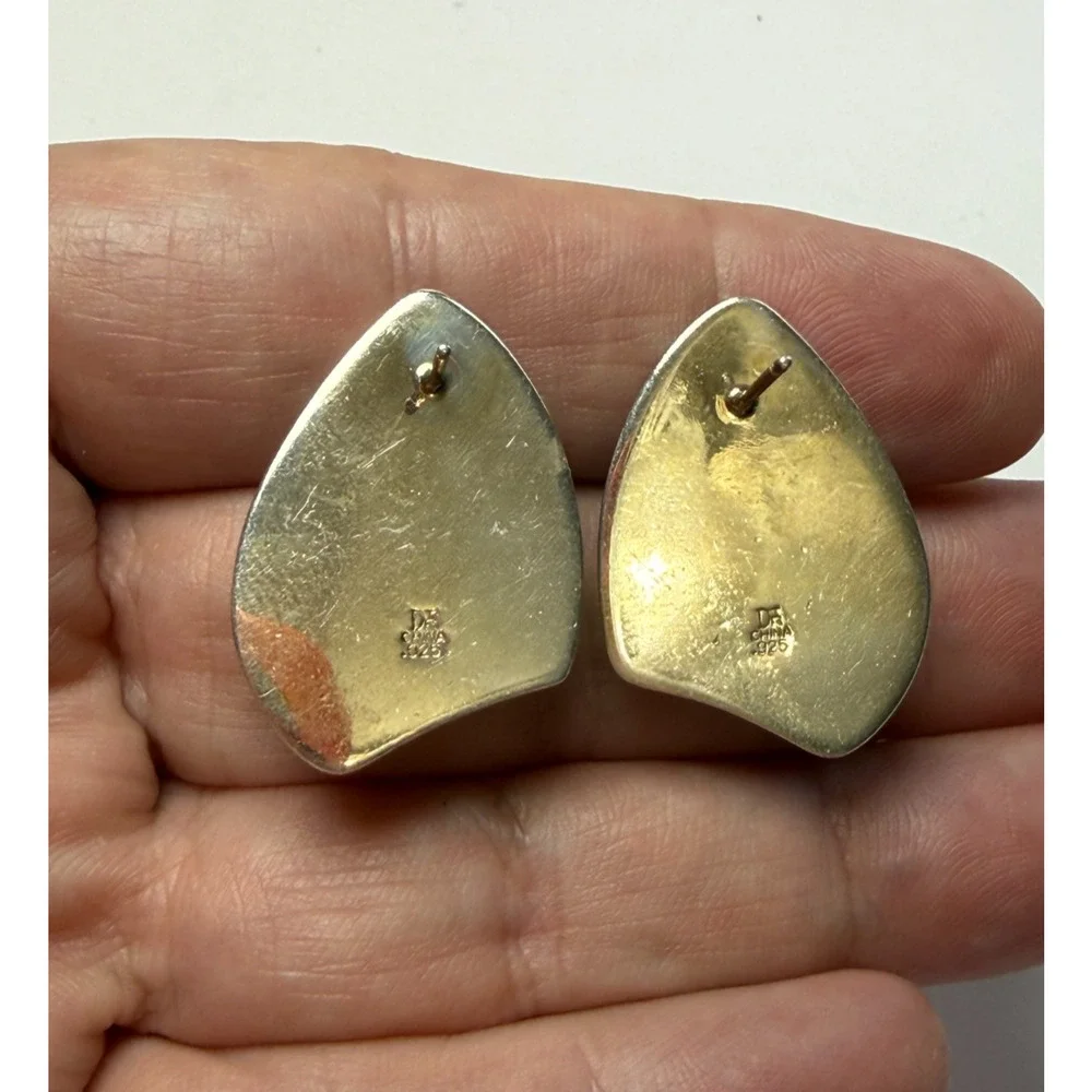 Large Jay King Chunky Turquoise Sterling Silver Earrings DTR Desert Rose Trading